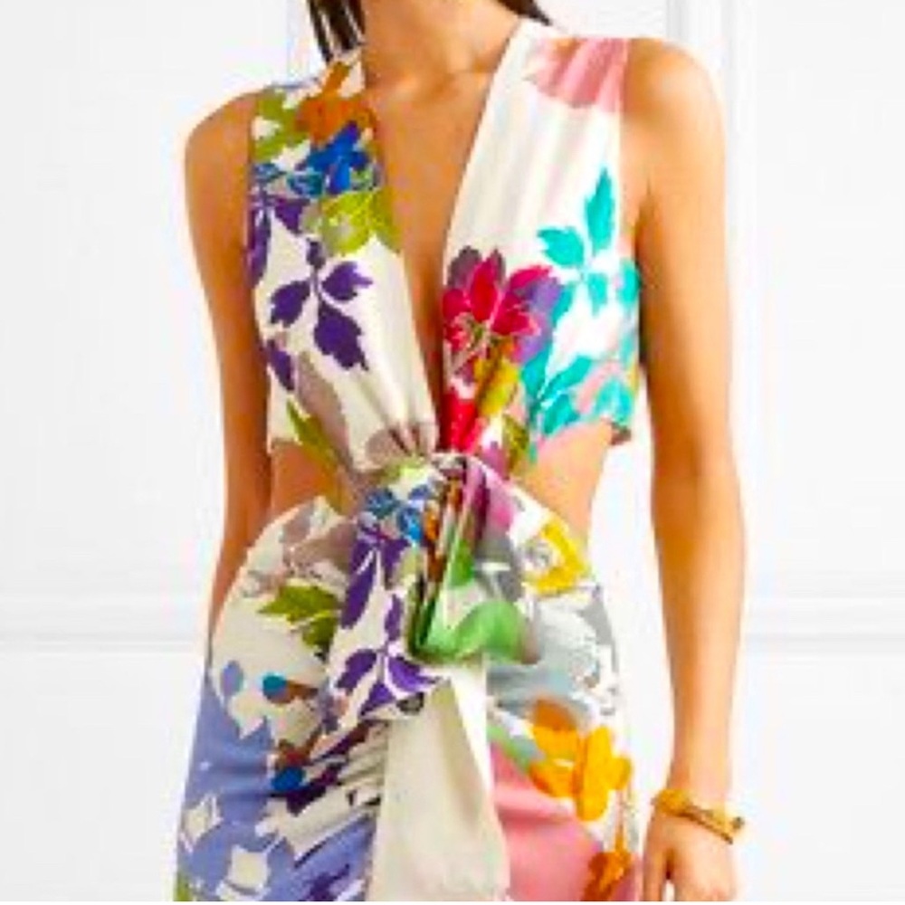 Vibrant Floral Knot Dress Silvia Terassi Designer Wear